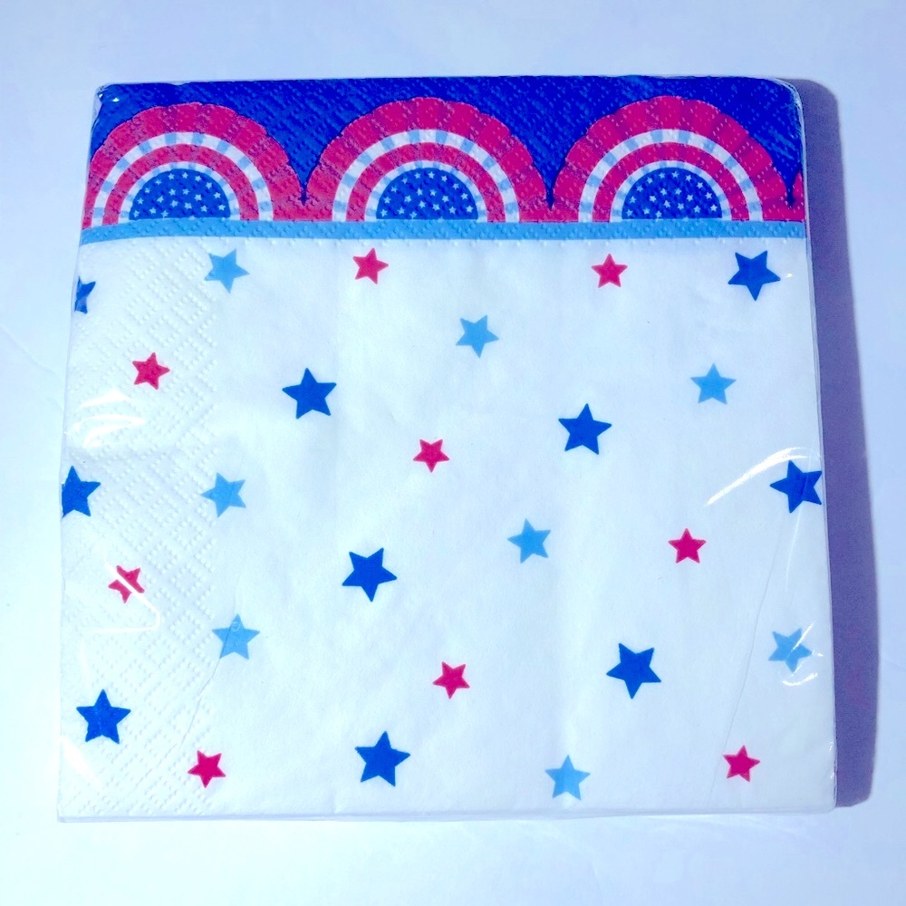 🎈$2 bundled🎈NEW Patriotic Paper Napkins Party Supply 16ct White Blue Red